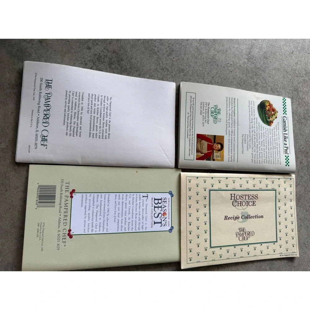 Pampered Chef Vintage Recipe Booklet Lot Season's Best Garnishes 4 Books 90s 00s
